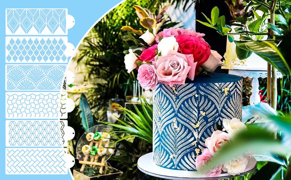 Rolin Roly 6PCS Cake Floral Decorating Stencils Lace