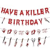 Gameza Halloween Birthday Party Decorations, 4PCS No-DIY Have a Killer Horror Birthday Banners Bl...