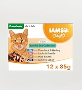 IAMS Delights Land & Sea Collection Katzenfutter Nass - Multipack mit Fleisch und Fisch Sorten in...