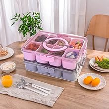 Pink Grey Snackle Box Charcuterie Box Container Portable Durable Lunch Pack