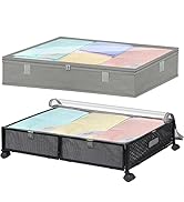 punemi Underbed Storage With Wheels & Removable Bags, 1Pcs Rolling Underbed Storage With Lid, Met...