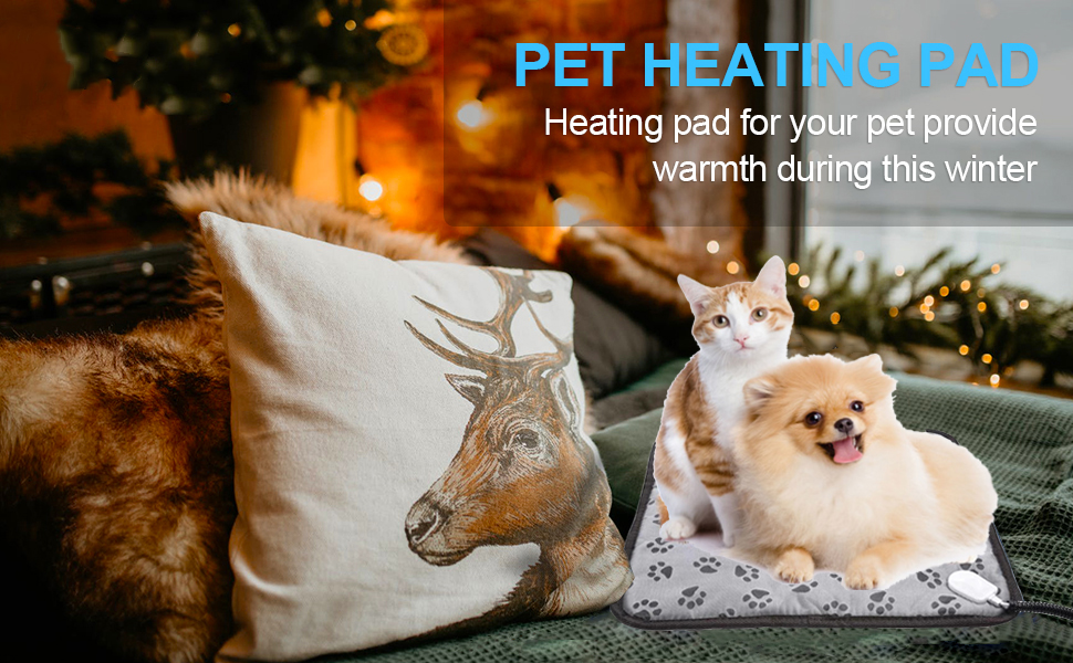 Big Hippo Pet Heating Pad Bonus with Pet Brush Waterproof