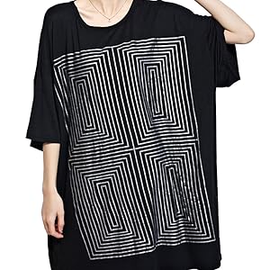 ELLAZHU OVERSIZED CASUAL BLACK TSHIRT DRESS