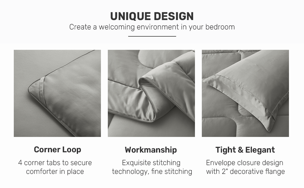 UNIKOME King Size Comforter Set 3Piece Set 250gsm All