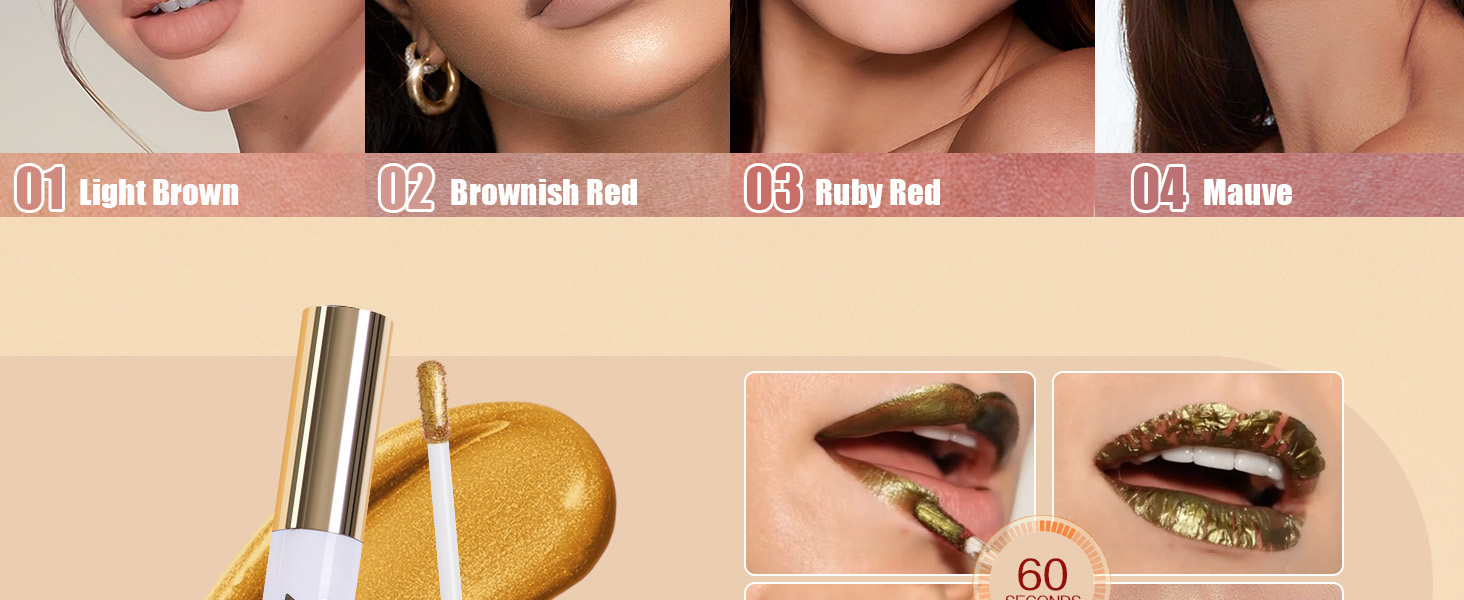 2025 New Gold Liquid Lip Gloss Peel Off Lip Stain Tattoo