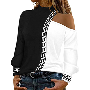 pullover schulterfreies shirt langarm
