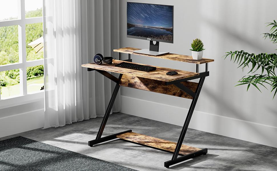 FITUEYES Computer Desk Workstation Adjustable GamingDesk Mobile Study