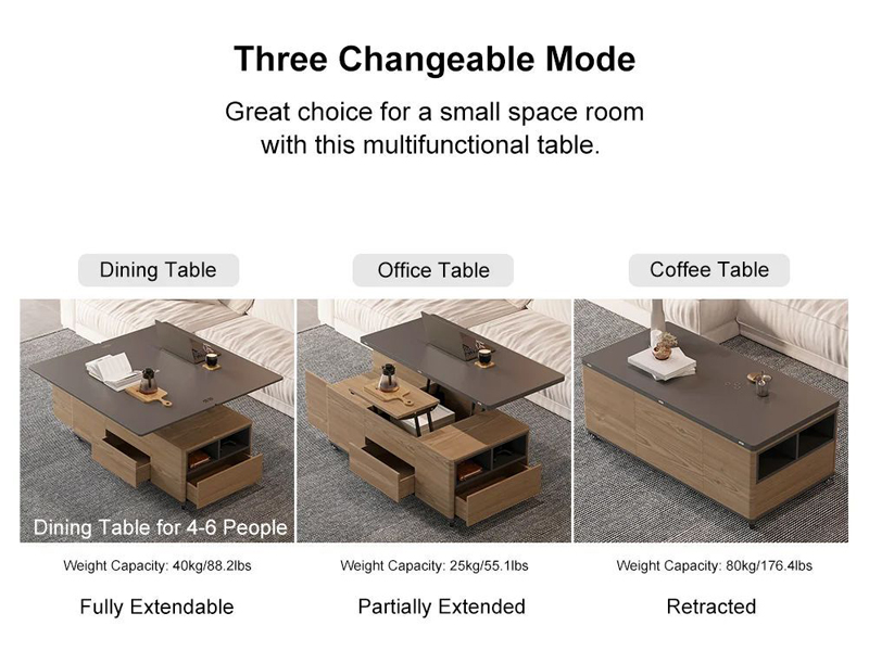 coffee table converts to dining table lift top desk space saving furniture