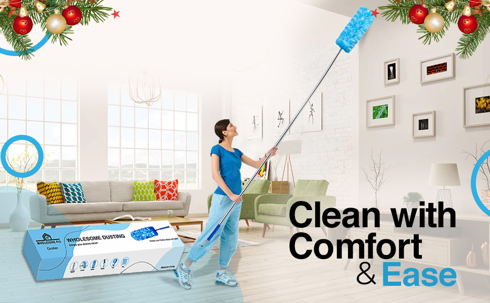 WholesomeFix 100 Inch Extendable Feather Dusters for Cleaning