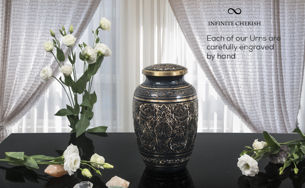 Deep Blue Gold Engraving cremation urn for mothers