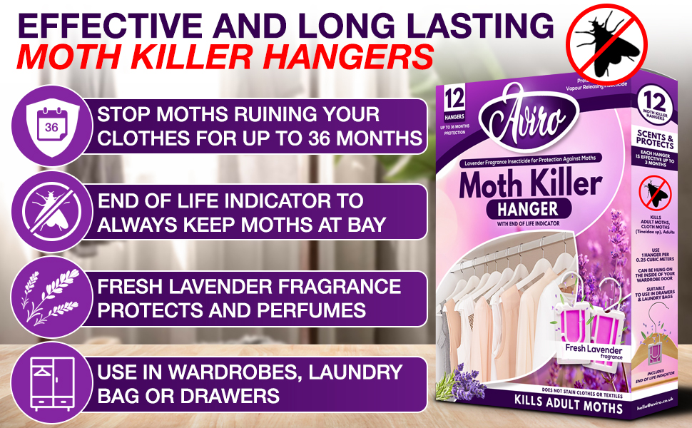Aviro Moth Repellent for Wardrobes 12 Moth Killer Hangers with