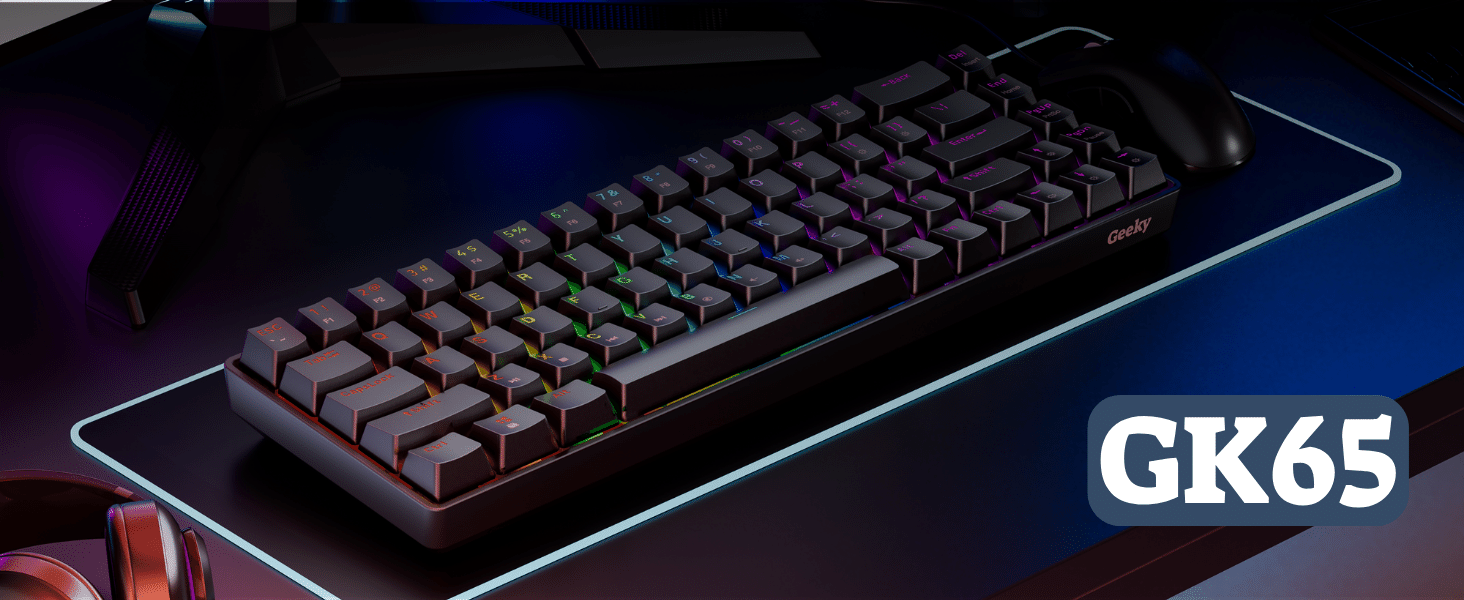 Geeky gk65 Hotswap mechanical gaming keyboard 60% form factor dk61se gk61se gk 60%