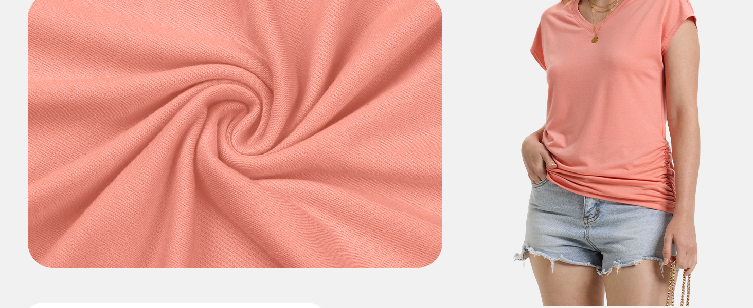 WIHOLL T Shirts for Women V Neck Summer Tops Cap Sleeve Basic Tshirts Loose Fit Casual Tees WTS9175