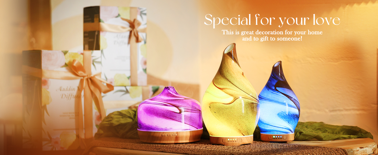 Blue Wave Afantty Essential Oil Diffuser Glass Color Changing Aroma Air Diffusers