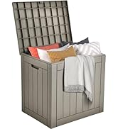 DWVO 30 Gallon Outdoor Storage Box, Weatherproof Lockable Resin Deck Box for Patio Furniture, Poo...