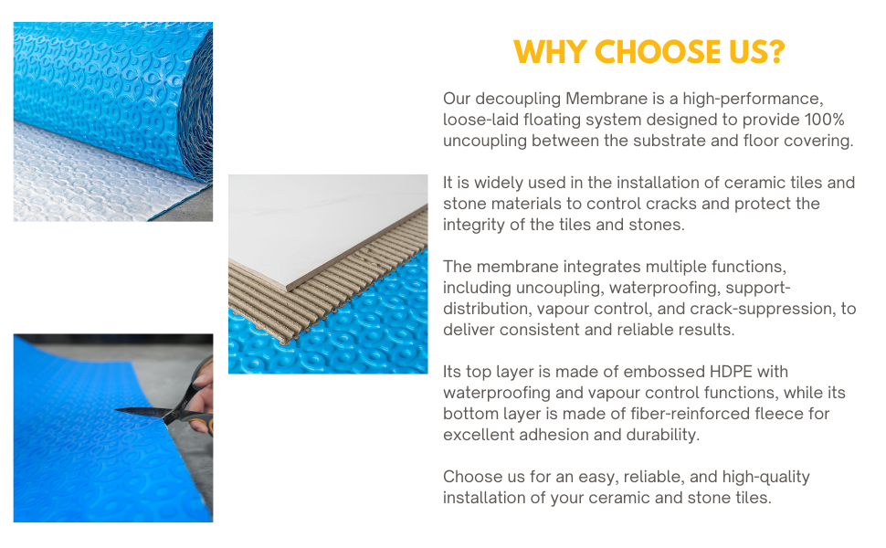 Tile decoupling mat/AntiCrack Matting uncoupling Waterproof Membrane