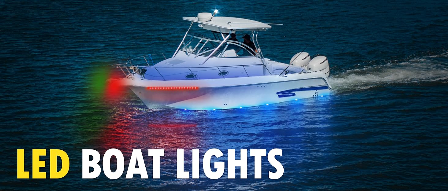 Obcursco Boat Bow Navigation Light, Marine LED Navigation Light,Bi