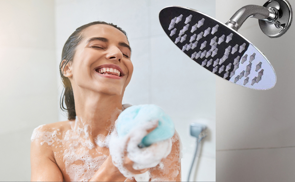 Rain Shower Head High Pressure,WOOPHEN 6 Inch 304 Stainless Steel