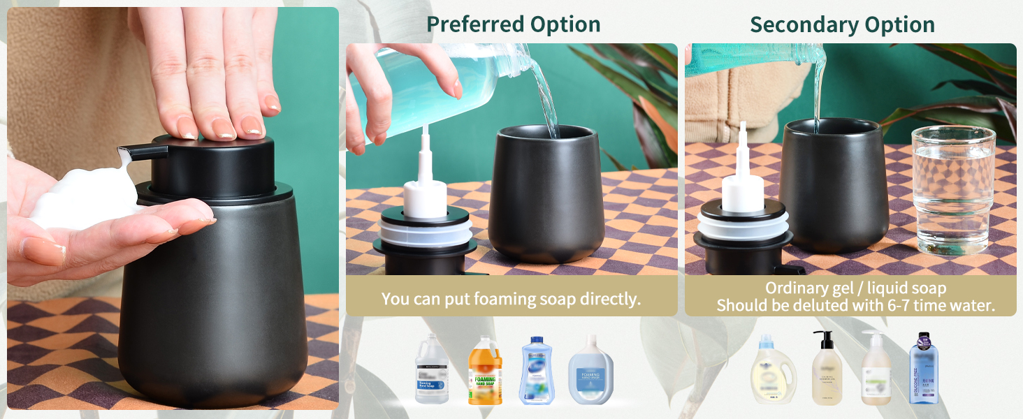 Bosilunlife Ceramic Foaming Soap Dispenser 12Oz Matte