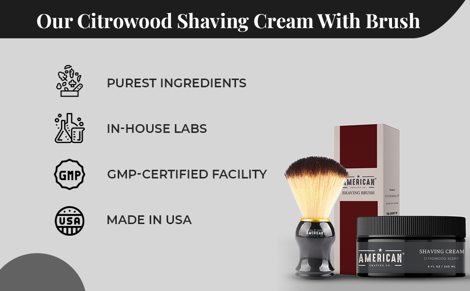 Citrowood Shaving Cream For Men With Shaving Brush