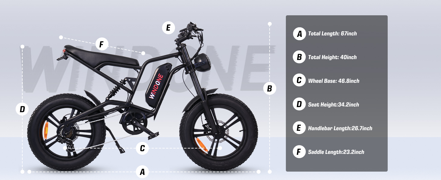 WINDONE K2/E2/K20 Electric Bike for Adults, Up to 32KM/H Speed & 80 ...