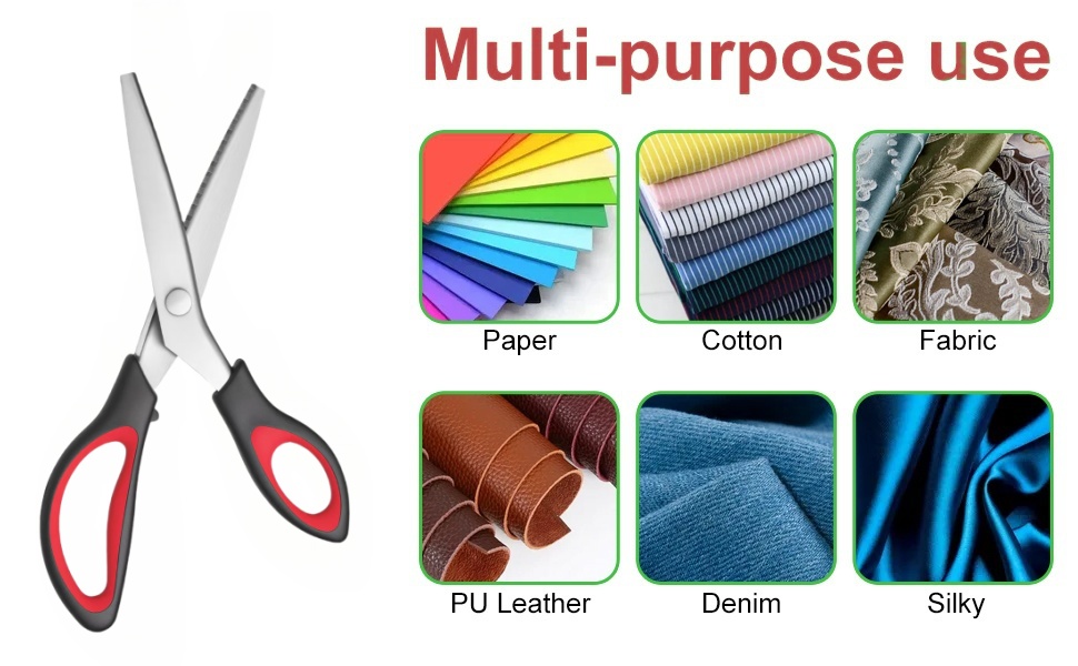 Pinking Shears， Zig Zag Scissors for Fabric，Pinking Shears for Fabric Cutting