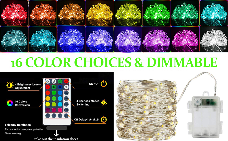 Fairy Lights Battery Operated 2 Pack 50 LED 16 Colour Changing Fairy Lights String Lights Indoor