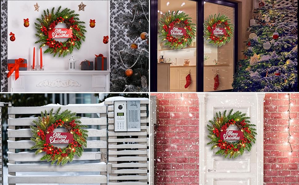 24 Inches Christmas Wreaths for Front Door with a