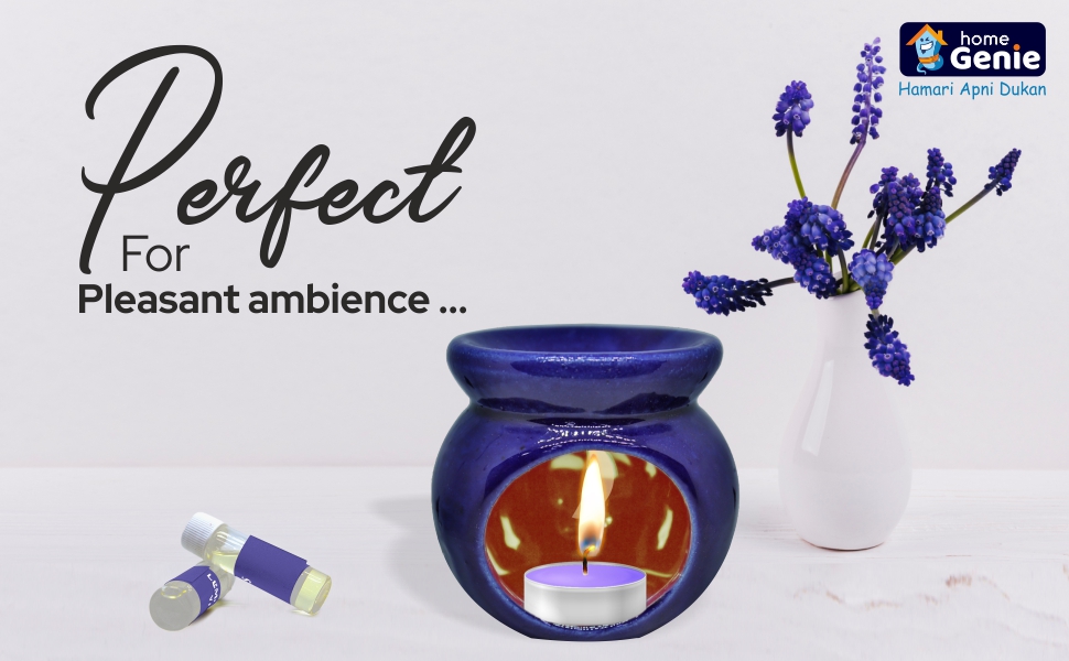 Home Genie Ceramic Non Electric Diffuser with 2 Tealight Candles and 2 Fragrance Oil Camphor