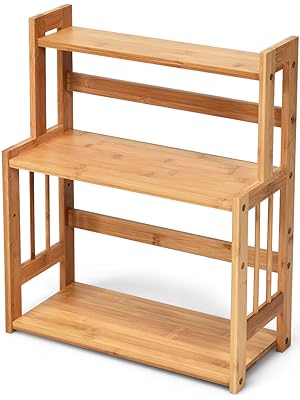 RELAX4LIFE Portaspezie Da Tavolo Con 3 Ripiani In Bambù, Scaffale Salvaspazio Per Spezie Da Cucina, Organizer E Contenitore Con Grande Capacità E Altezza Regolabile, 41 X 18 X 50 Cm, Legno Naturale 19 1