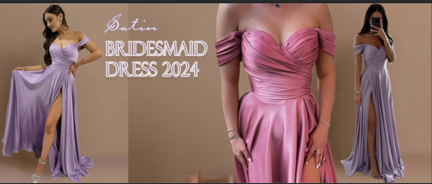 off shoulder satin prom dress