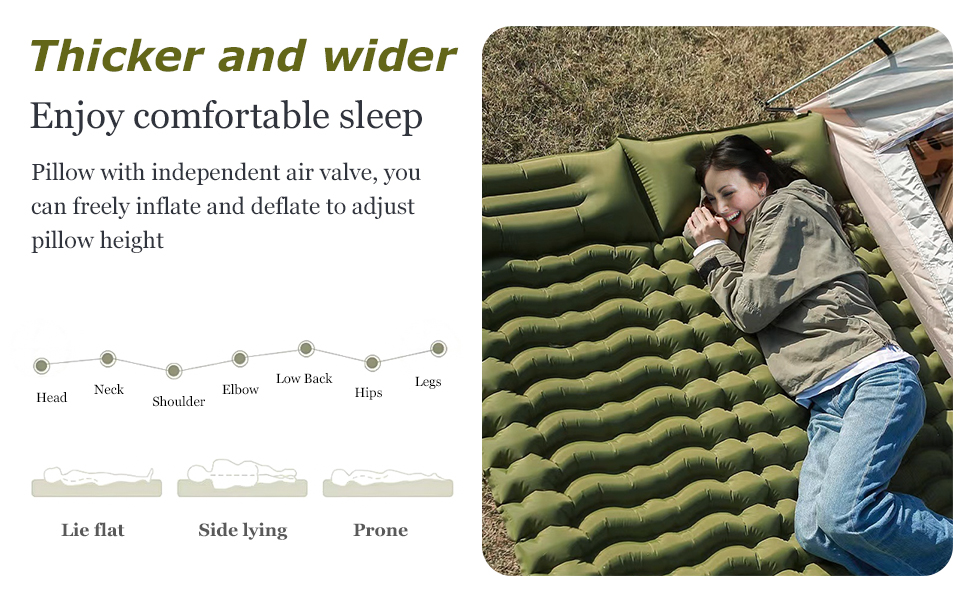 WEST TUNE Ultralight Camping Mattress 2 Person with Pillow