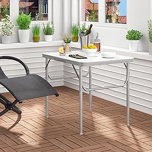 WOLTU Multifunctional Folding Camping Table. Garden Table. Balcony Table. Side Table For Garden. Terrace. Balcony Or Picnic In Aluminium And MDF. Cream 14 1