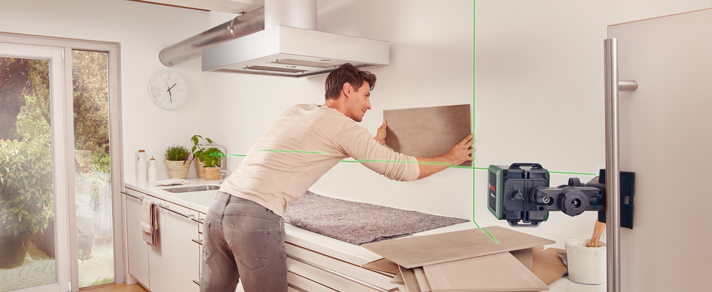 Bosch Cross line Laser Quigo Green with Universal clamp MM 2 (Green