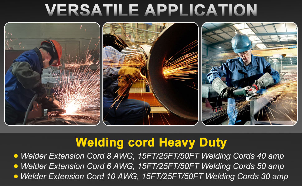 Welder Extension Cord 8 AWG, 25FT Welding Cords 40 amp