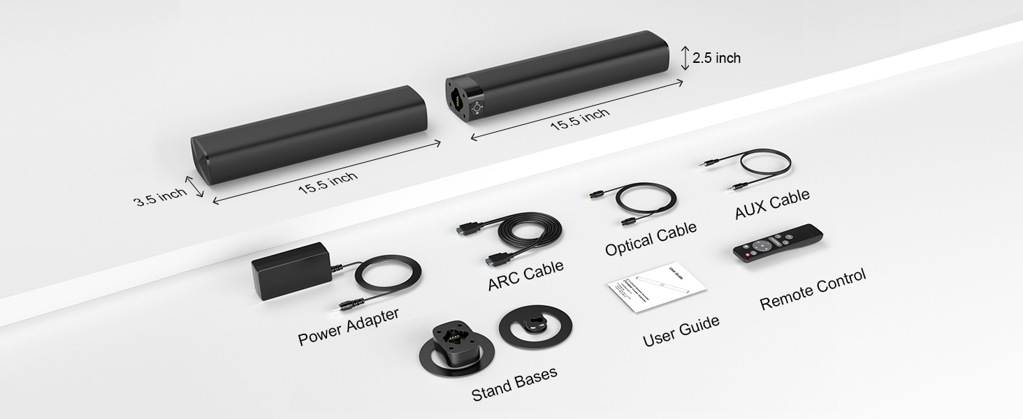Technical diagram showing component measurements and parts breakdown of a black electronic or mechanical device with dimensional annotations.