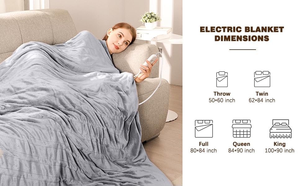 Heated Electric Blanket King Super Soft Heating Blanket, Dual Control