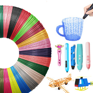 Yungden 3D Pen Filament Refills, 20 Colors 1.75mm PLA 3D Pencil Printing Threads, Each 16.4 Feet, Total 328 Feet, Compatible with SCRIB3D,MYNT3D and PIKA3D Pens, Packed with 2 Finger Caps 8 3
