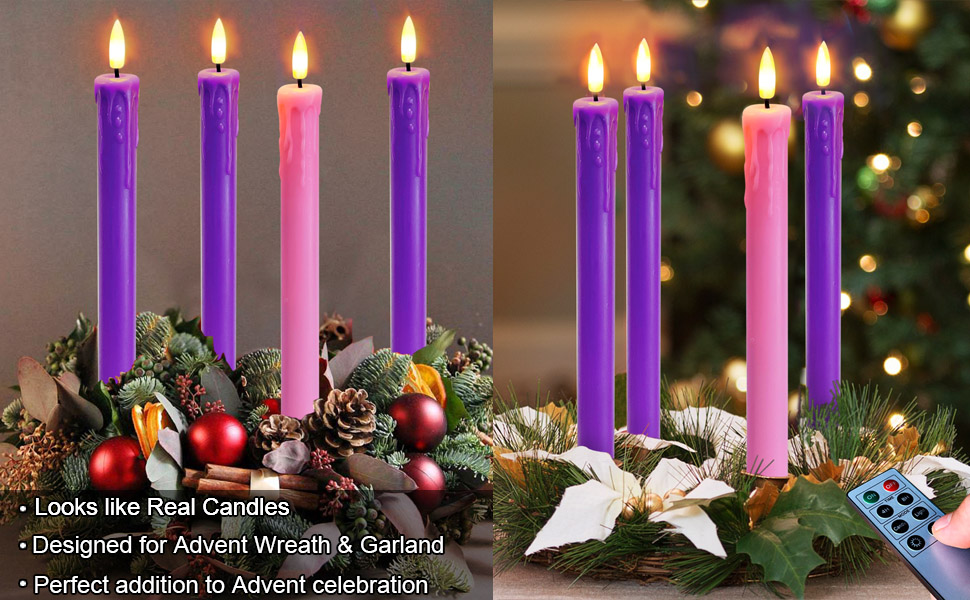 Abkshine Set of 4 LED Christmas Advent Candle Lights