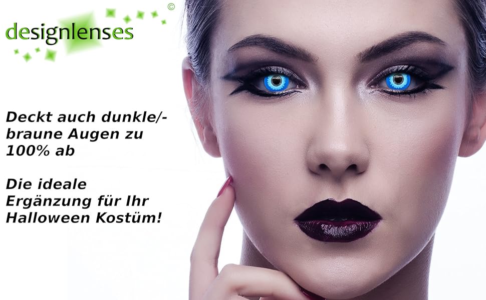 Blaue farbige Halloween Karneval Fastnacht Fasching Elfen Kostüm Cosplay Kontaktlinsen ohne Stärke