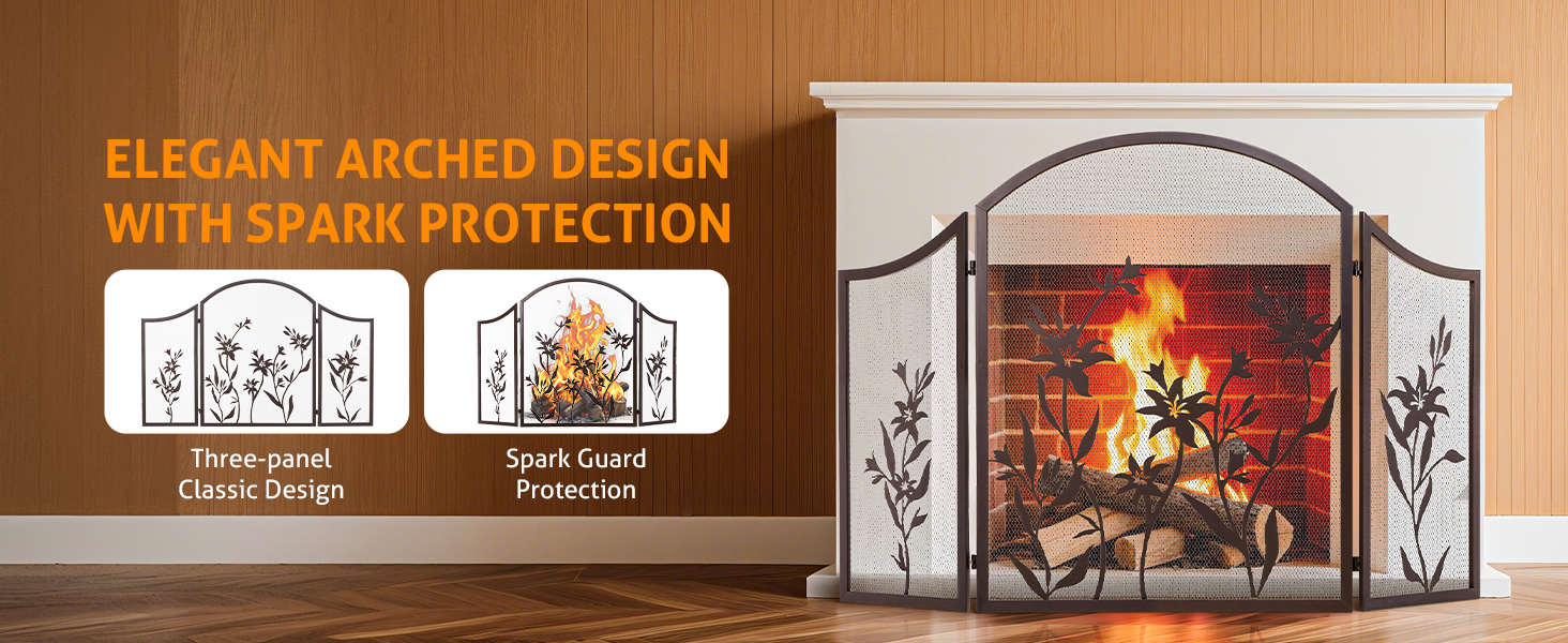 brown fireplace screen