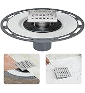 Neodrain Square Shower Drain, 4 in Brushed 304 Stainless Steel Floor Drain with Drain Grate Remov...