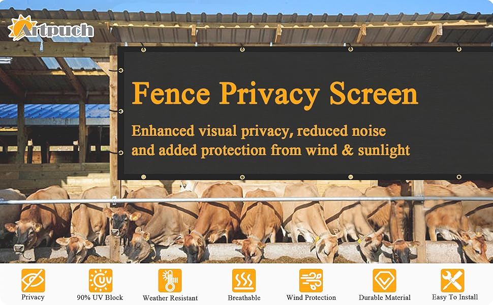 Artpuch 8'X29' Custom Fence Privacy Screen Black