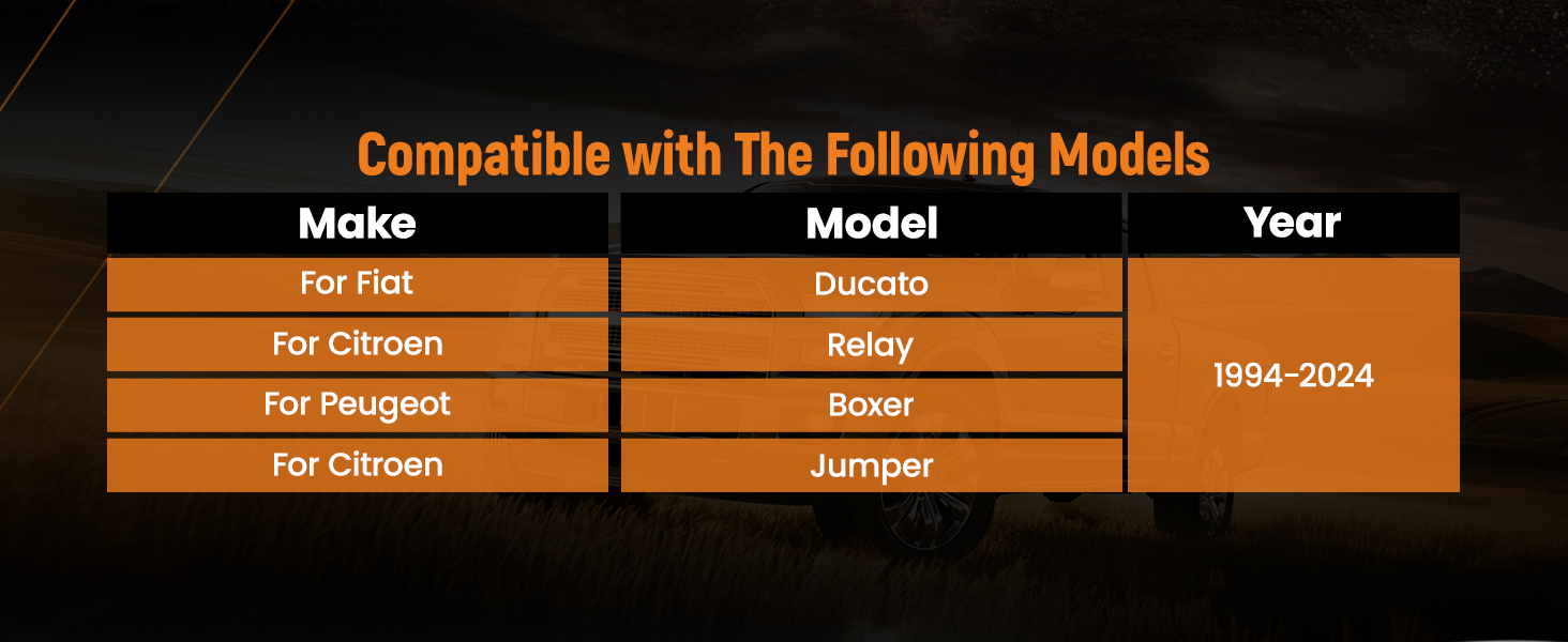 Text reads 'Compatible with The Following Models' followed by compatibility chart listing vehicle makes and models with years 1994-2004.
