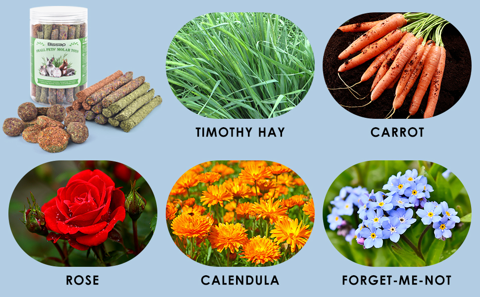 Bissap 25PCS Rabbit Chew Toys, Mixed Natural Timothy Hay