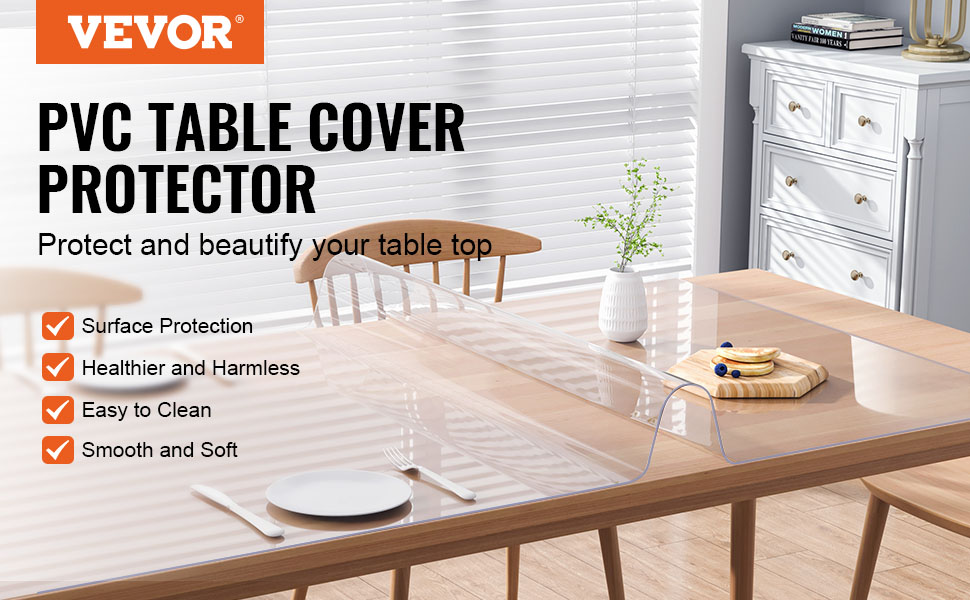 VEVOR Clear Table Cover Protector, 36" x 72" Rectangle