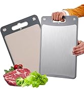 Cutting Board Double Sided, Meat Cutting Boards,304 Stainless Steel Cutting Board for Kitchen, St...