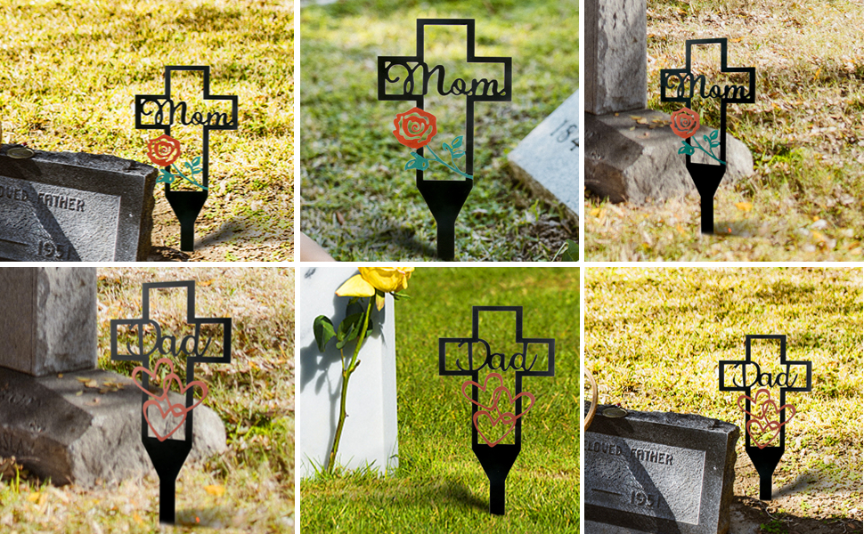 LVOERTUIG Grave Decorations for Cemetery,Metal Cross Garden