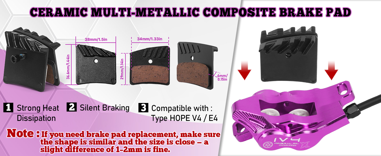 IIIPRO IV4 brake  pad specification