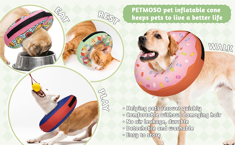 Inflatable Dog Cone Collar Alternative After Surgery for